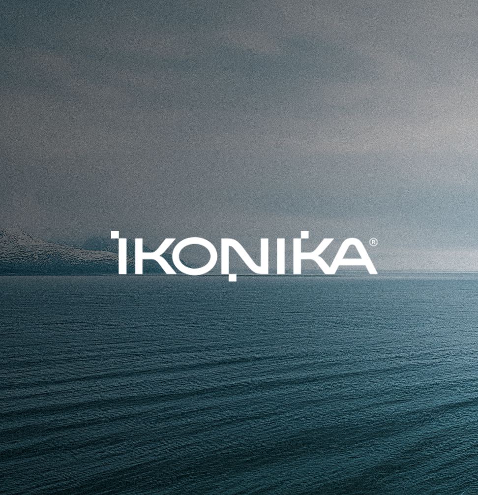 IKONIKA wordmark over ocean