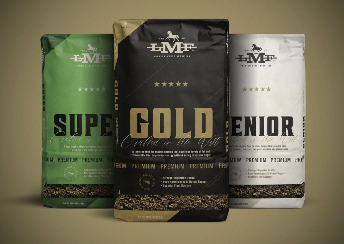 LMF Feeds premium horse nutrition packaging